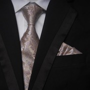 出口外贸原单 男士正装商务韩版花纹领带袖扣手帕套装7.5厘米