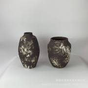 陶瓷纯手工花瓶侘寂风桌面，、玄关、落地摆件粗陶不规则异型摆件