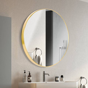 欧式铝合金浴室镜子卫生间化妆镜圆镜子贴墙自粘免打孔家用壁挂镜