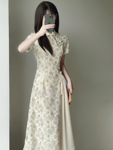 新中式国风年轻款少女改良旗袍2023年夏季气质高端奥黛蕾丝连衣裙