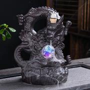 倒流香炉紫砂龙茶道摆件创意禅意中式中国龙家用塔香沉檀香香薰炉