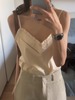 exclusivetype韩国个性设计木耳，褶边镂空花纹v领百搭吊带背心衫