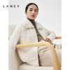 LANCY/朗姿2023秋冬翻领短款水貂毛皮草外套女羊毛拼接高级感