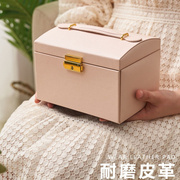 首饰盒公主风高级感首饰收纳盒小型可放手镯欧式大容量多层带锁。
