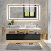 北欧智能镜实木浴室柜，组合双盆卫生间洗漱台洗手洗脸盆卫浴柜组合