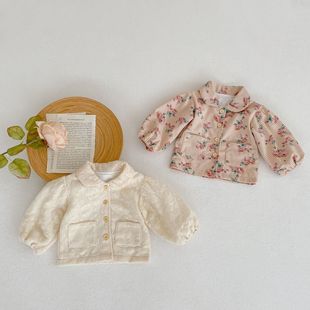 韩版婴儿衣服秋季女宝宝棉衣外套春秋公主小翻领上衣洋气保暖开衫
