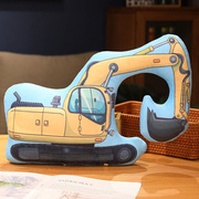 蹒跚熊卡通(熊卡通)小汽车抱枕可爱警车玩具挖掘机靠枕，陪睡床上安抚靠垫儿