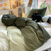 简约纯棉北欧床上四件套纯色混搭床单，被套单水洗(单水洗，)棉宿舍三件套