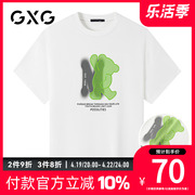 GXG男装 夏季经典休闲潮流黑色宽松圆领短袖T恤男潮