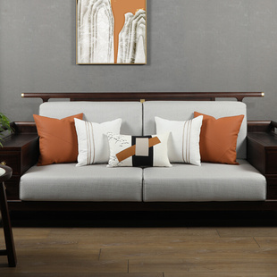 轻奢古典新中式沙发抱枕样板间，售楼处设计师靠包红木(包红木)沙发刺绣靠垫
