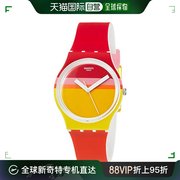 日本直购swatch斯沃琪，女士红黄橡胶圆盘手表腕表，gw198时尚可爱