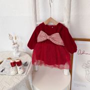 婴儿秋冬装网红女宝宝连衣裙子，一周岁抓周礼服，公主裙新年过年拜年