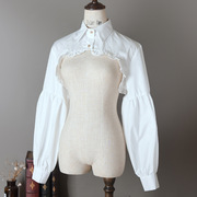 超短款polo领棉白衬衫女长袖镂空披肩外搭坎肩，设计感百搭罩衫上衣