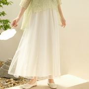 春款雪纺女国风气质新中式百搭复古优雅纱裙中裙白色小个子半身裙