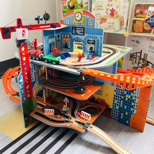 儿童益智木质矿山轨道车火车，大型电动玩具车，停车场游戏桌面小车