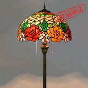 欧琈蒂凡尼琉璃灯美式彩色玻璃手工焊接灯田园风格玫瑰花落地灯具