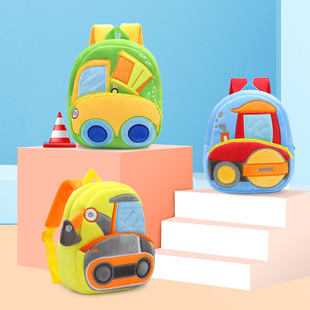宝宝书包工程车男孩双肩包幼儿园可爱汽车婴儿小包包儿童背包卡通