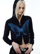 PAINWAKE 原创设计 短款针织马海毛衣开衫外套女加厚蝴蝶小众上衣
