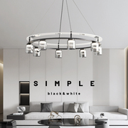意式极简客厅吊灯现代简约高端餐厅个性圆形北欧设计感玻璃卧