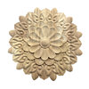 藏式装饰实木雕花贴花东阳木雕，圆形浮雕天然橡胶木花片