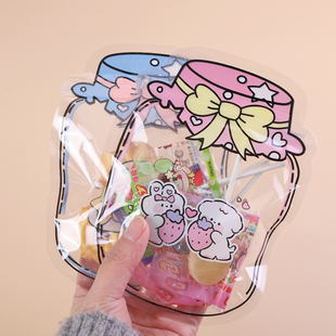 可爱卡通蝴蝶结许愿瓶零食糖果分装袋烘焙手工艺品礼物密封收纳袋