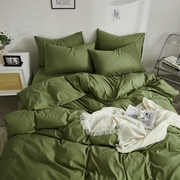一米五床四件套简约纯色被罩被套适合宿舍军绿色一米二床单三件套