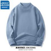 真维斯旗下jswjeans半高领毛衣男士，冬季加厚保暖男针织衫男生毛衫