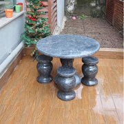 石桌石凳一套庭院花园小区休闲大理石圆桌子室外天然石雕桌椅套装