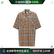 99新未使用香港直邮Burberry 渐变色格纹棉质斜纹保龄球衬衫