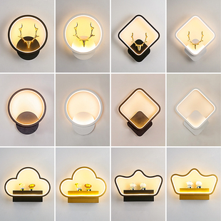 轻奢LED壁灯北欧现代简约卧室创意客厅2022壁灯智能语音灯具