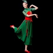 秧歌舞演出服装中国风，映山红古典舞蹈服装，女腰鼓广场舞套装