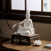 陶瓷观音佛像人物白瓷摆件自在观音禅意家居室内玄关博古架装饰品