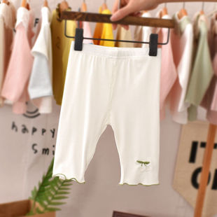夏季宝宝裤子夏天1岁婴儿洋气，打底裤莫代尔棉薄，女童7分裤儿童中裤