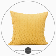 简约现代设计师样板房沙发靠包靠垫(包靠垫)抱枕，黄色立体花纹皮绒方枕