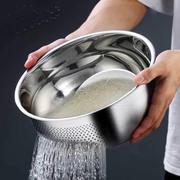 米神器304不锈钢盆漏盆洗菜盆水果盆厨房，家用多功能洗米筛漏盆