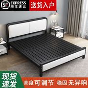 欧式铁艺床1.8家用双人床简约现代1.5米公主铁床出租屋铁架单人床