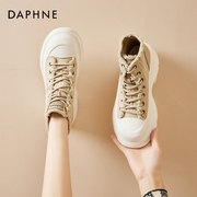 达芙妮daphne~帆布高帮鞋女鞋，2022年复古马丁靴百搭厚底短靴