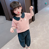 女童甜美卡通娃娃，领套装宝宝短袖，两件套韩版小童夏装舒适