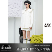白色绗缝一手长棉服外套女UX2022冬季中长款宽松百搭时尚外套