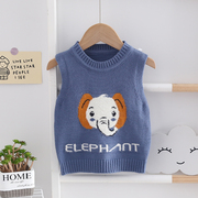 儿童针织衫2022春秋大象毛衣，男童马甲宝宝毛线，背心中小童坎肩
