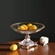 进口水晶果盘欧式客厅果碗美式餐桌装饰玄关酒柜壁炉茶几法式摆件
