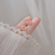 925纯银草莓晶锆石耳钉少女耳环，森系粉水晶，星球小众设计感耳饰女