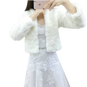 冬季婚纱新娘披肩长袖韩版伴娘礼服白色披肩，大小码加厚保暖外套秋