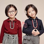 女童T恤韩国南大门童装2020冬季淑女百搭木耳边娃娃领加厚打底衫