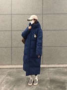 冬季网红韩版蓝色中长款羽绒，棉服女面包，服外套加厚过膝棉袄潮