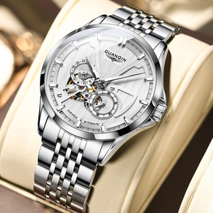 冠琴士手表时尚镂空机械表，表全自动瑞士钢带夜光表品牌防水男