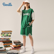 BENDL'S假两件条纹拼接短袖T恤五分透气短裤篮球套装男女同款