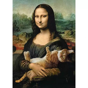 印花dmc十字绣客厅卧室，玄关竖版人物，油画蒙娜丽莎抱猫咪