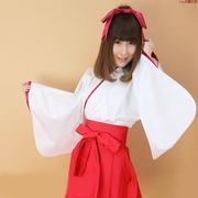 红色蝴蝶结和服短款萝莉装服装古装桔梗巫女服动漫装-角色扮演
