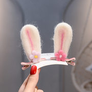 儿童发夹2022立体小白兔耳朵，对夹俏皮可爱发卡造型女童头饰